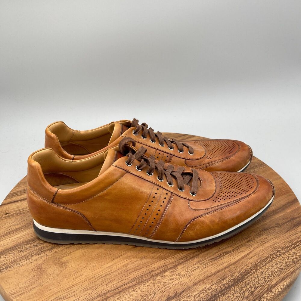 Magnanni Pueblo Shoes Mens Size 13 M Brown Leather Designer Comfort Sneakers